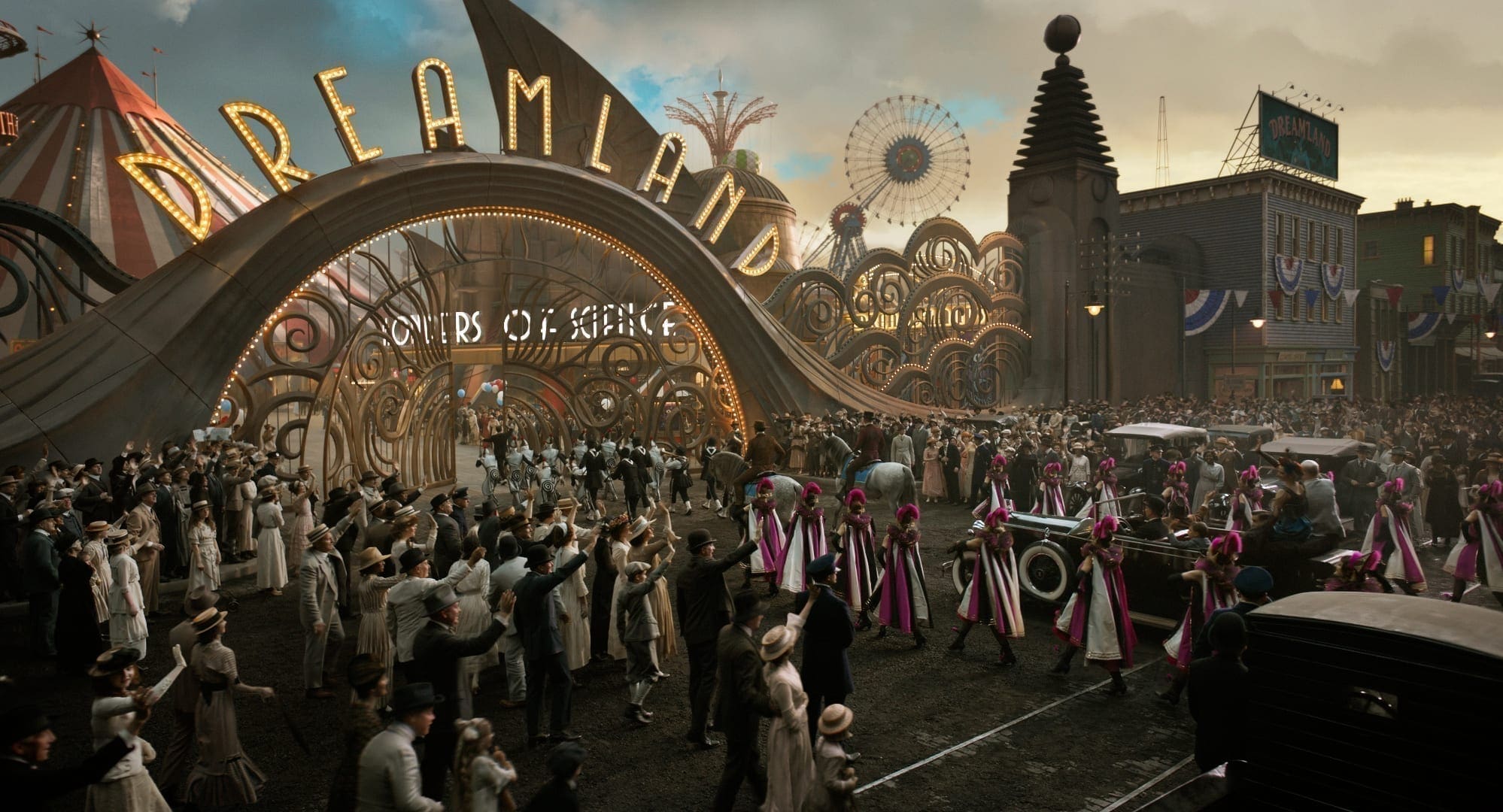 DREAMING BIG -- In Tim Burton’s all-new, live-action reimagining of “Dumbo,” persuasive entrepreneur V.A. Vandevere (Michael Keaton) decides that a young elephant from a struggling circus belongs in his newest, larger-than-life entertainment venture, Dreamland. Directed by Burton and produced by Katterli Frauenfelder, Derek Frey, Ehren Kruger and Justin Springer, “Dumbo” flies into theaters on March 29, 2019. © 2018 Disney Enterprises, Inc. All Rights Reserved.