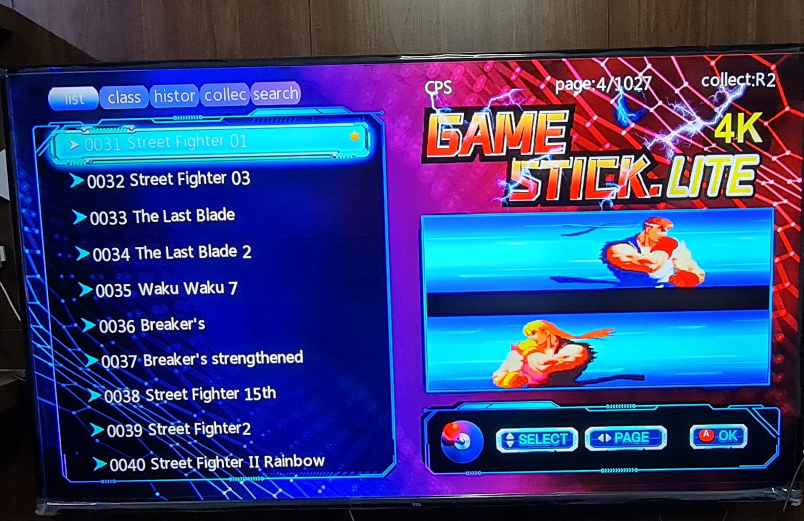 Game Stick Lite menu