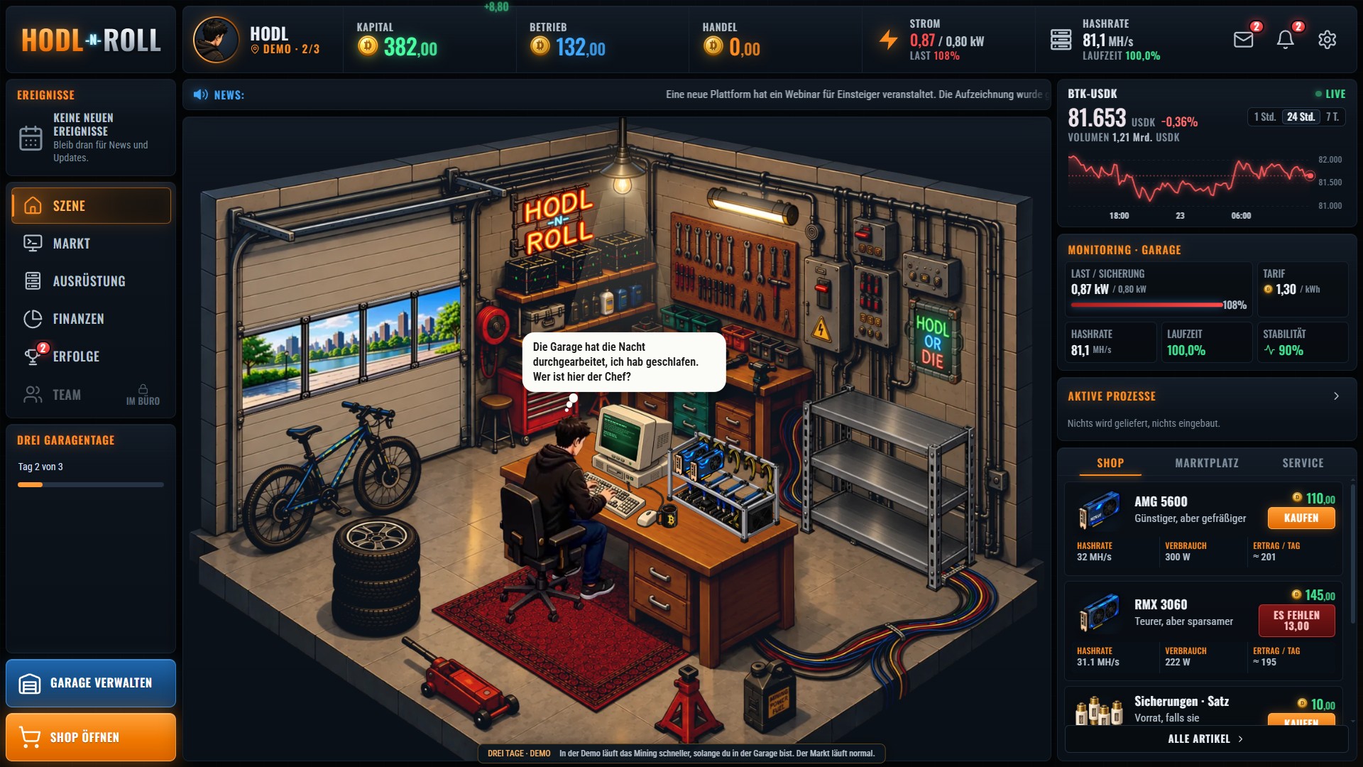 Gameplay-Screenshot aus Hodl-n-Roll