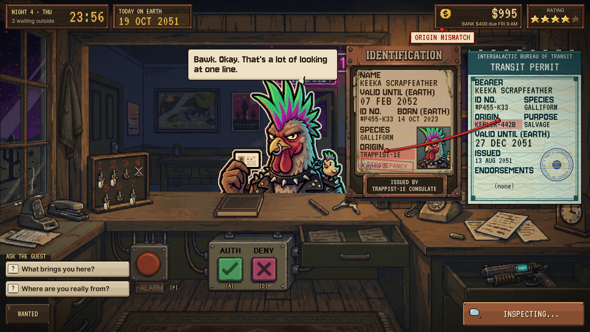 Gameplay-Screenshot aus Motel 51: Papers, Keys & Aliens